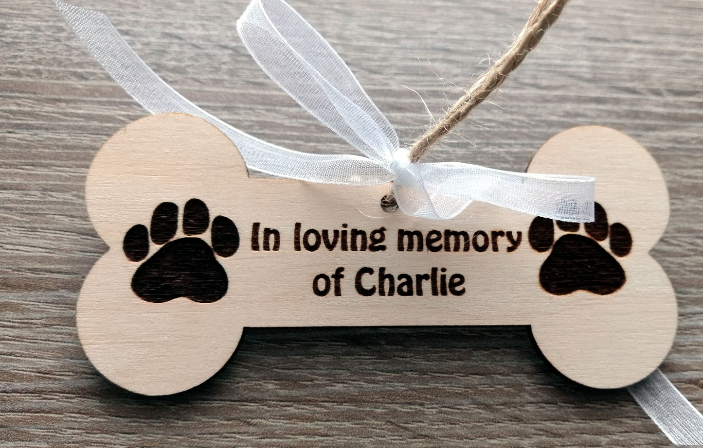 Wooden pet memorial ornaments cat dog bone gift paw personalized decoration
