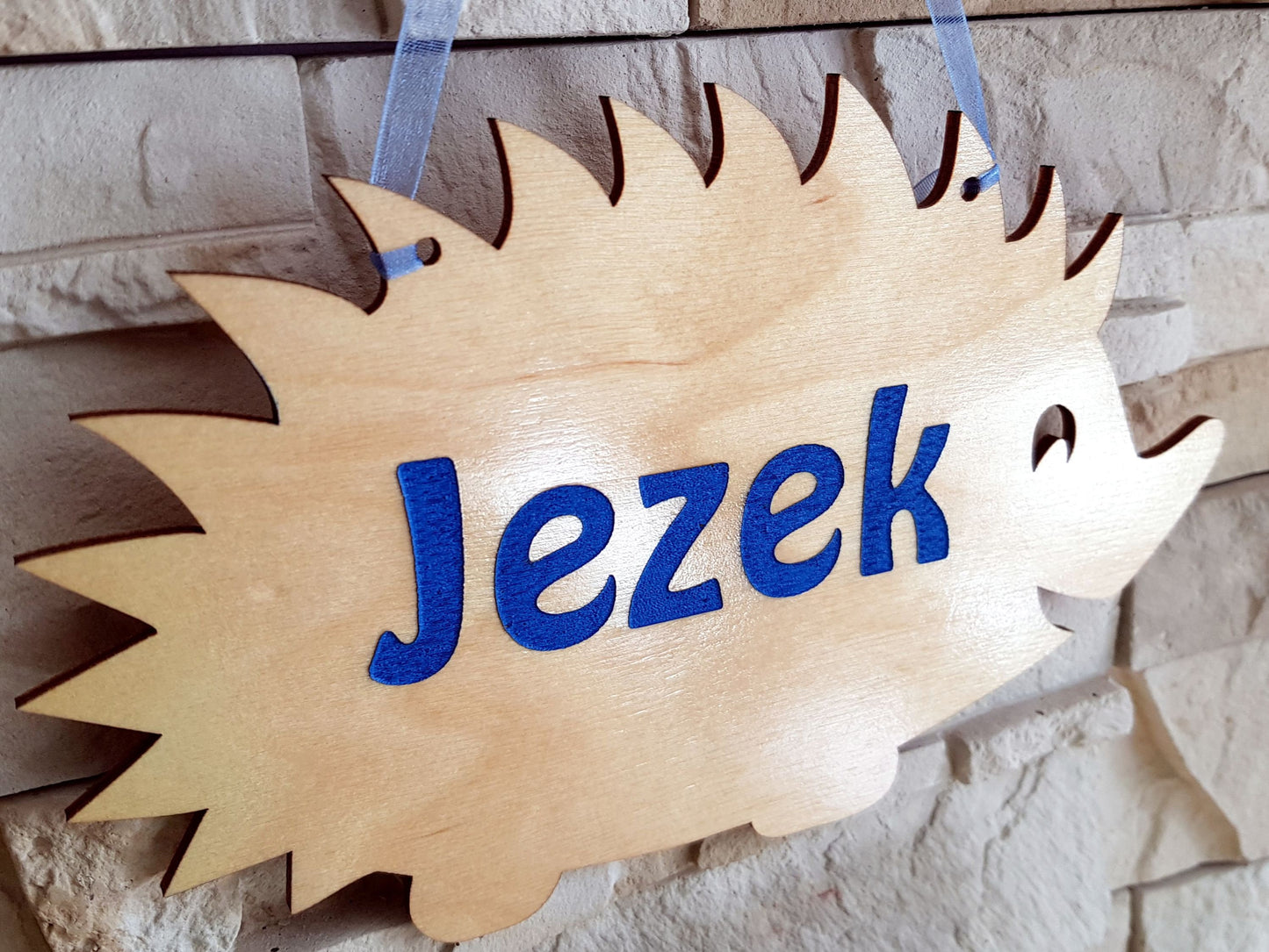Personalized wooden plaque kids bedroom or pet name sign hedgehog squirel bear bird natural wood