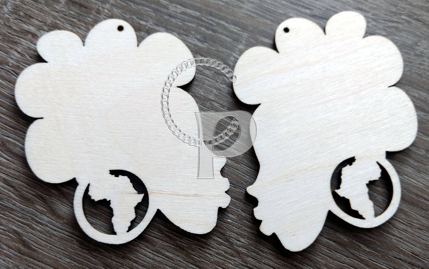 10 plain wooden Africa girl natural hair headwrap shapes jewelry earrings making laser cut crafts Afro puff silhouette unfinished Free post