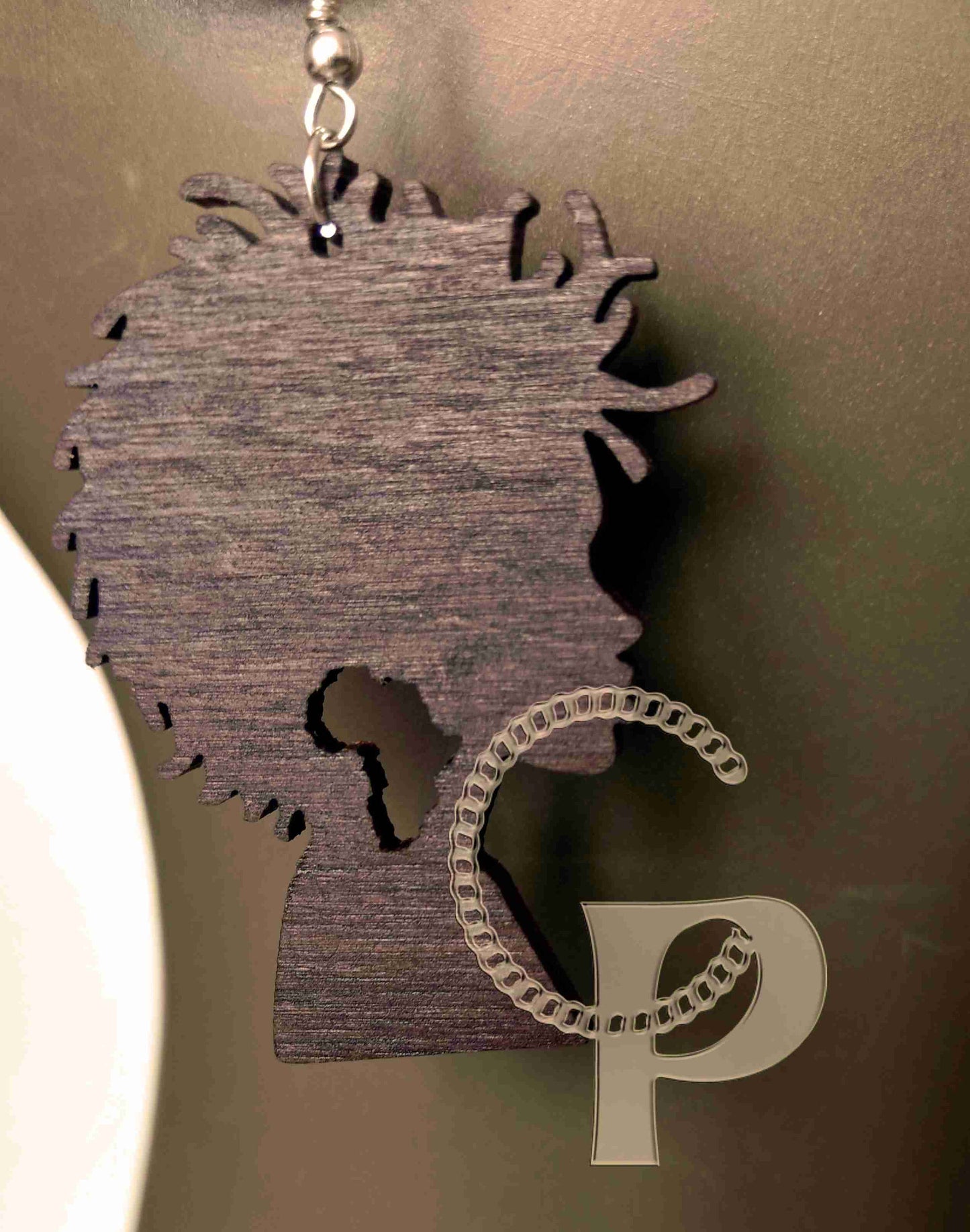 Lagre natural wooden laser cut African woman silhouette earrings, afronatural hair choice of shapes and sizes