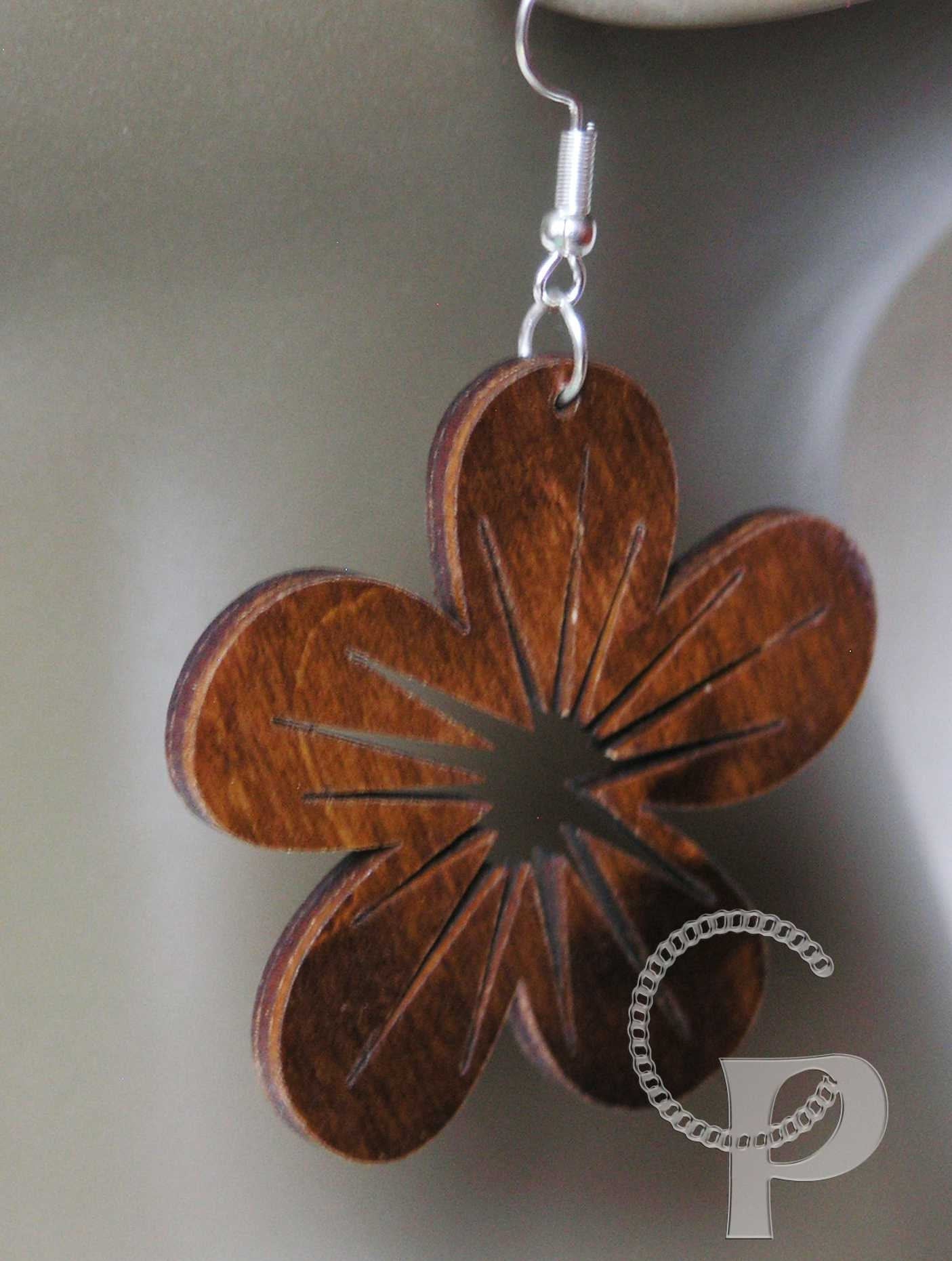 Laser cut flower wooden earrings in Indian rosewood large size available