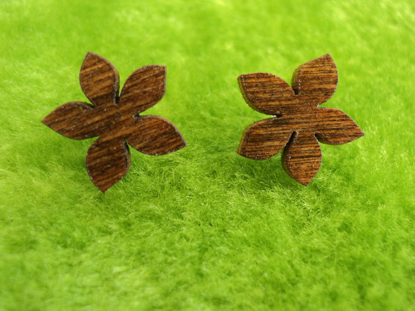 Laser cut heart flower butterfly shaped wooden earrings in red mahogany or rosewood