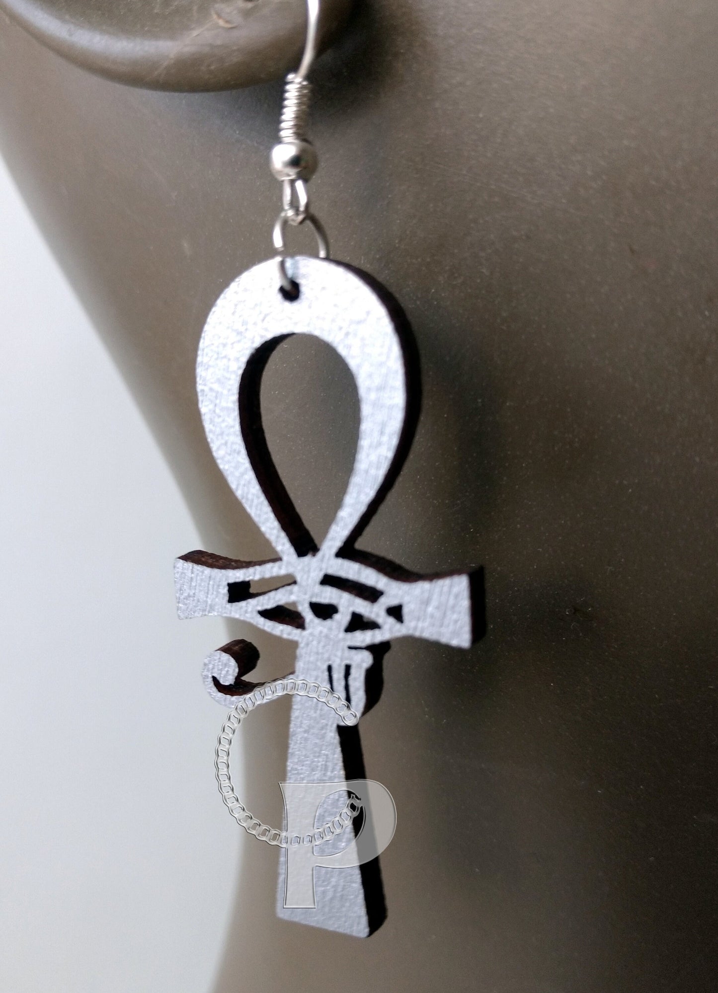 Ankh Egyptian cross eye earrings natural wood natural girl locs large sizes gold silver red black blue white turquoise