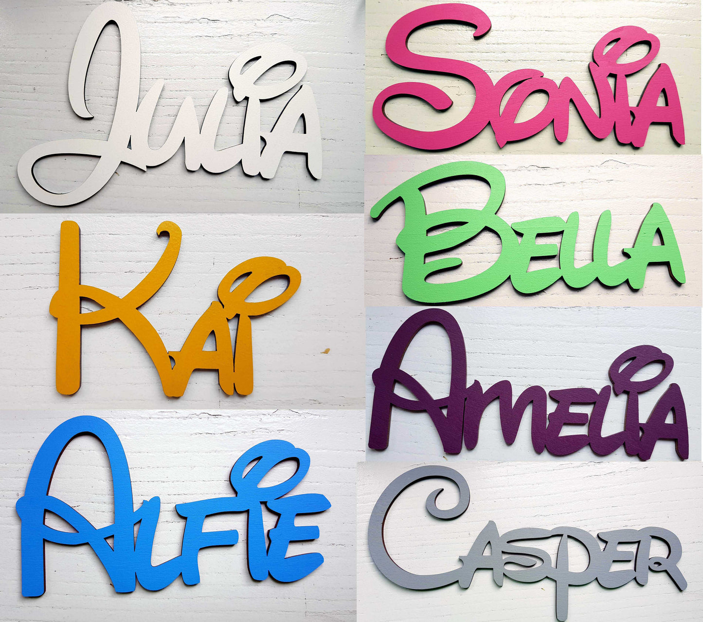 Personalized wooden plaque kids bedroom child name sign laser cut cartoon font wall sticker self-adhesive wood sticker nursery wall door