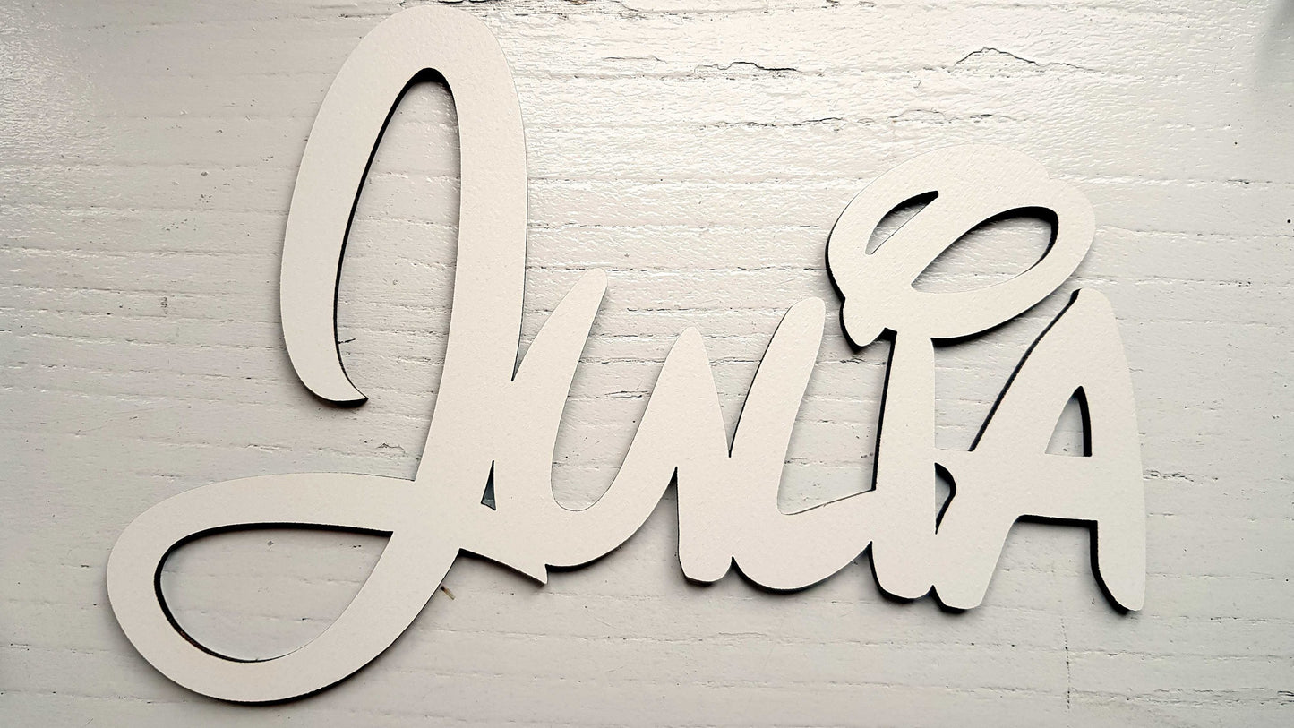 Personalized wooden plaque kids bedroom child name sign laser cut cartoon font wall sticker self-adhesive wood sticker nursery wall door
