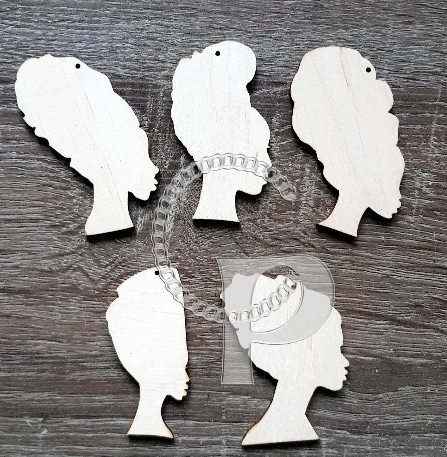 Turbanista wooden silhouettes 10 pieces African woman queen shapes jewelry earrings making laser cut crafts headwrap silhouette unfinished