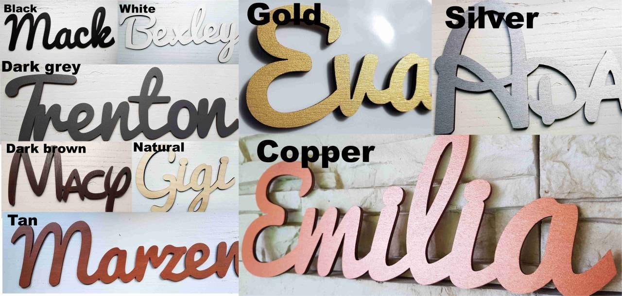 10 Wooden names laser cut name place cards for wedding personalized colors