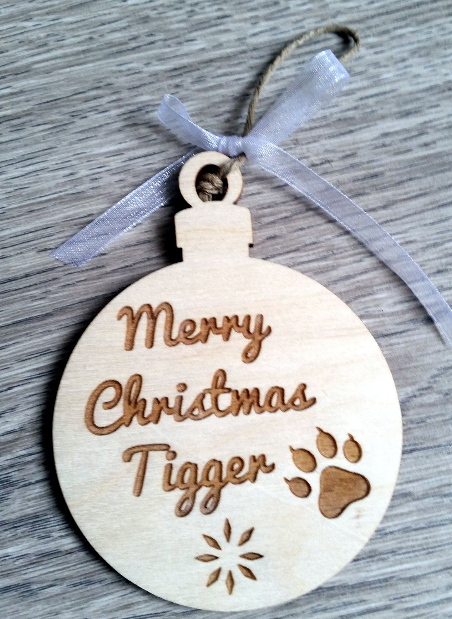 Wooden Christmas ornaments pet cat dog bone gift paw personalized decoration
