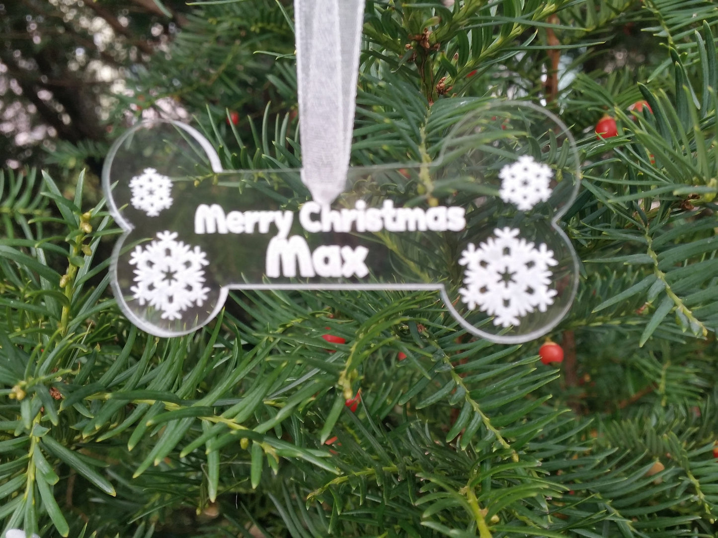 Clear acrylic Christmas ornaments pet dog paw bauble gift personalized decoration