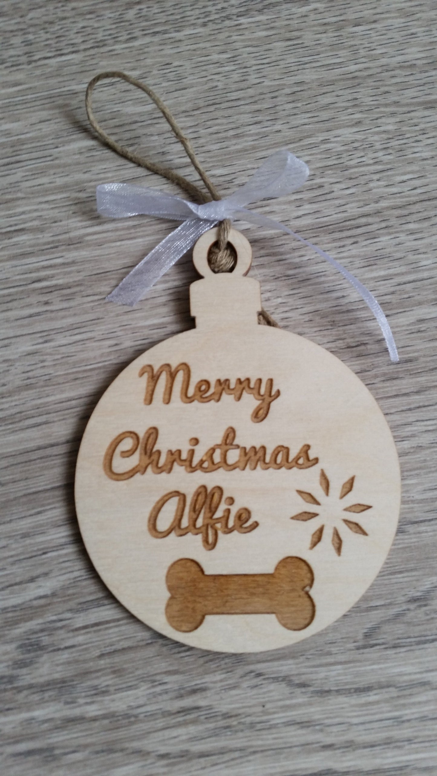 Wooden Christmas ornaments pet cat dog bone gift paw personalized decoration