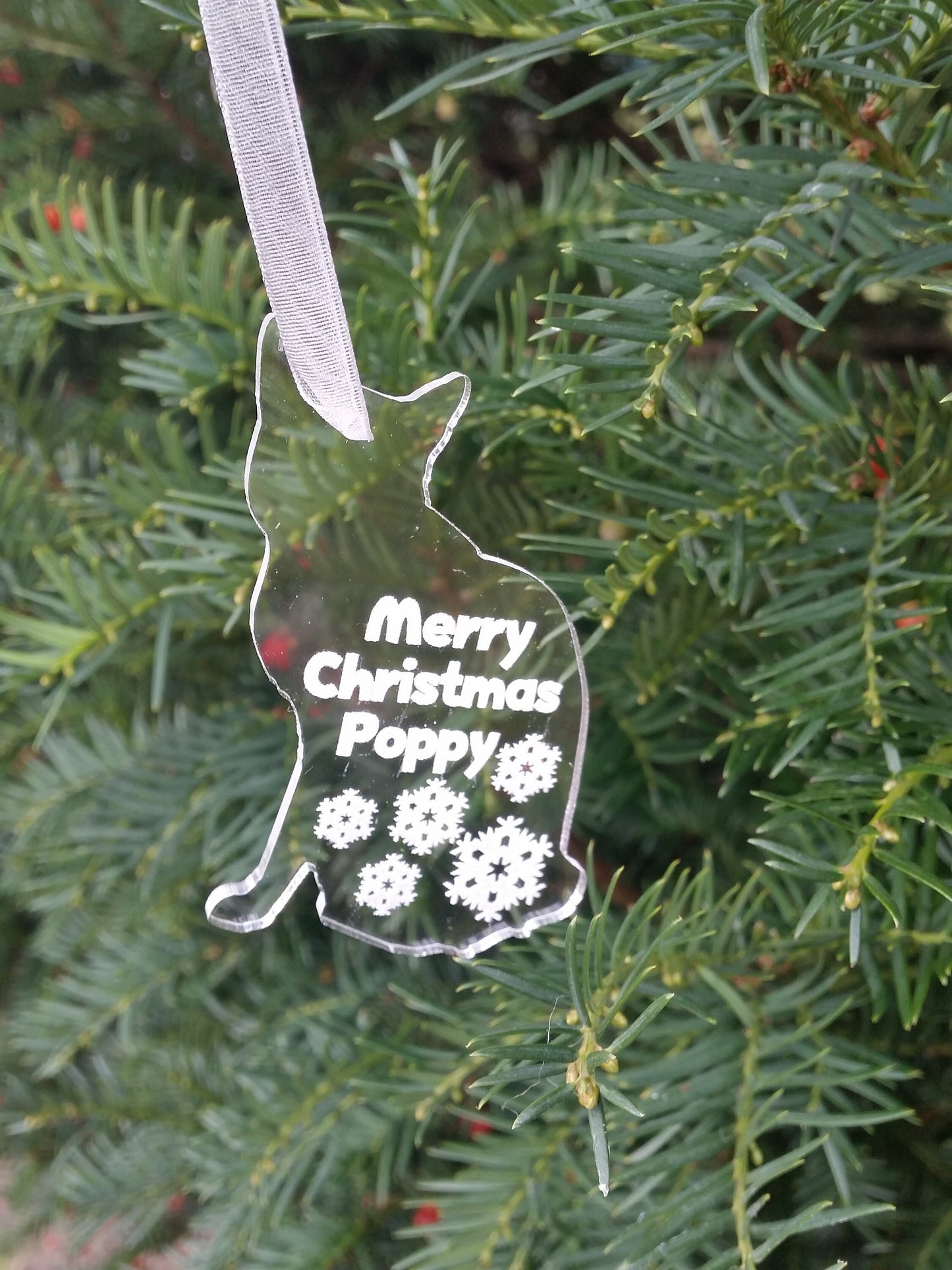 Clear acrylic Christmas ornaments pet cat paw bauble gift personalized decoration
