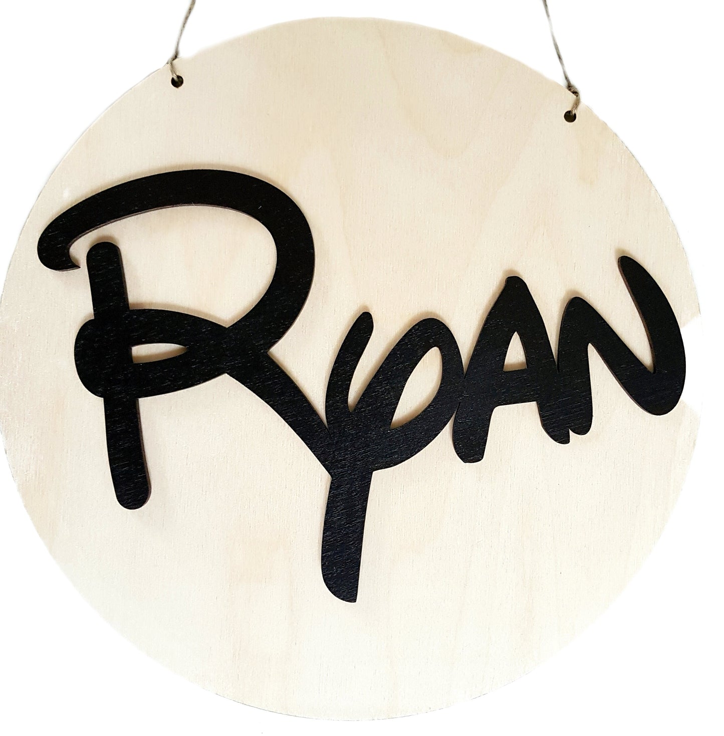 Personalized wooden plaque kids bedroom child nursery name sign round wood baby announcement