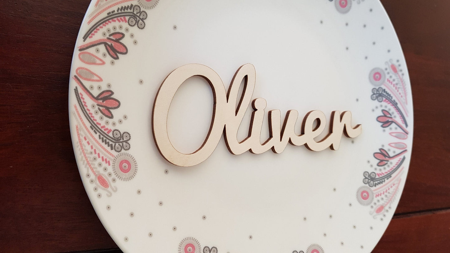 10 Wooden names laser cut rustic name place cards for wedding personalized