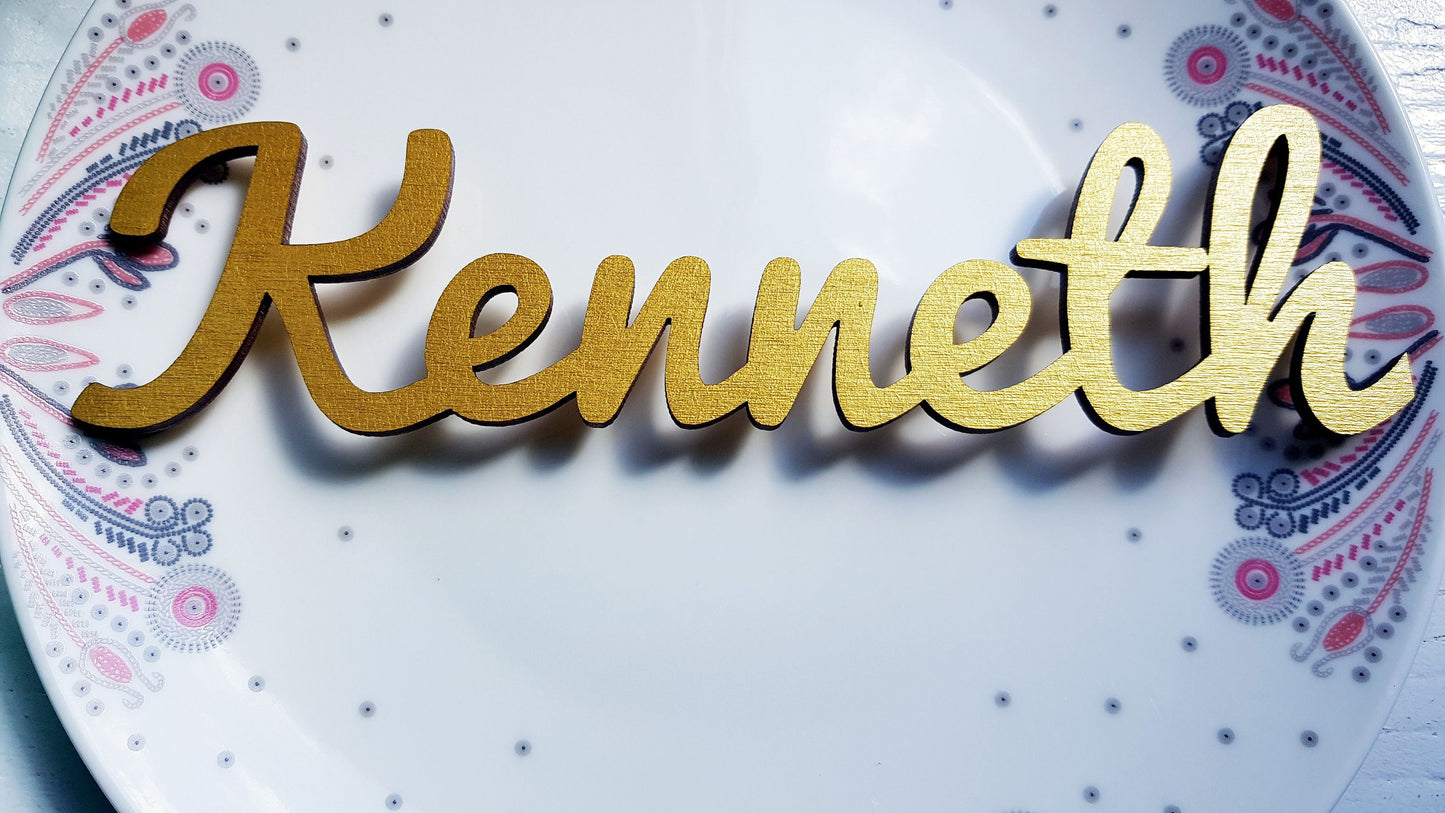 10 Wooden names laser cut name place cards for wedding personalized colors