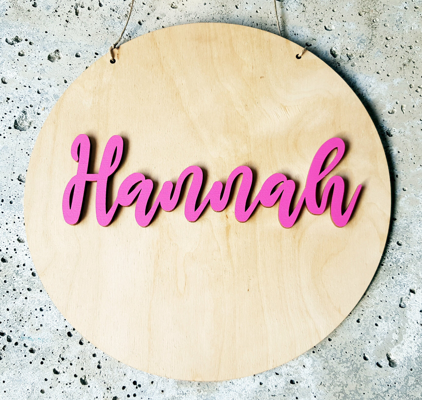 Personalized wooden plaque kids bedroom child nursery name sign round wood baby announcement