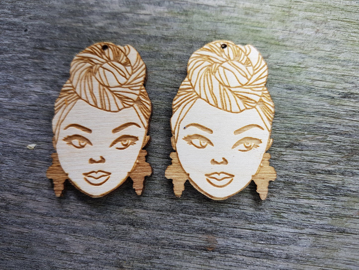 Wooden earrings making shapes African queen head wrap jewelry earrings making laser cut crafts turbanista silhouette unfinished