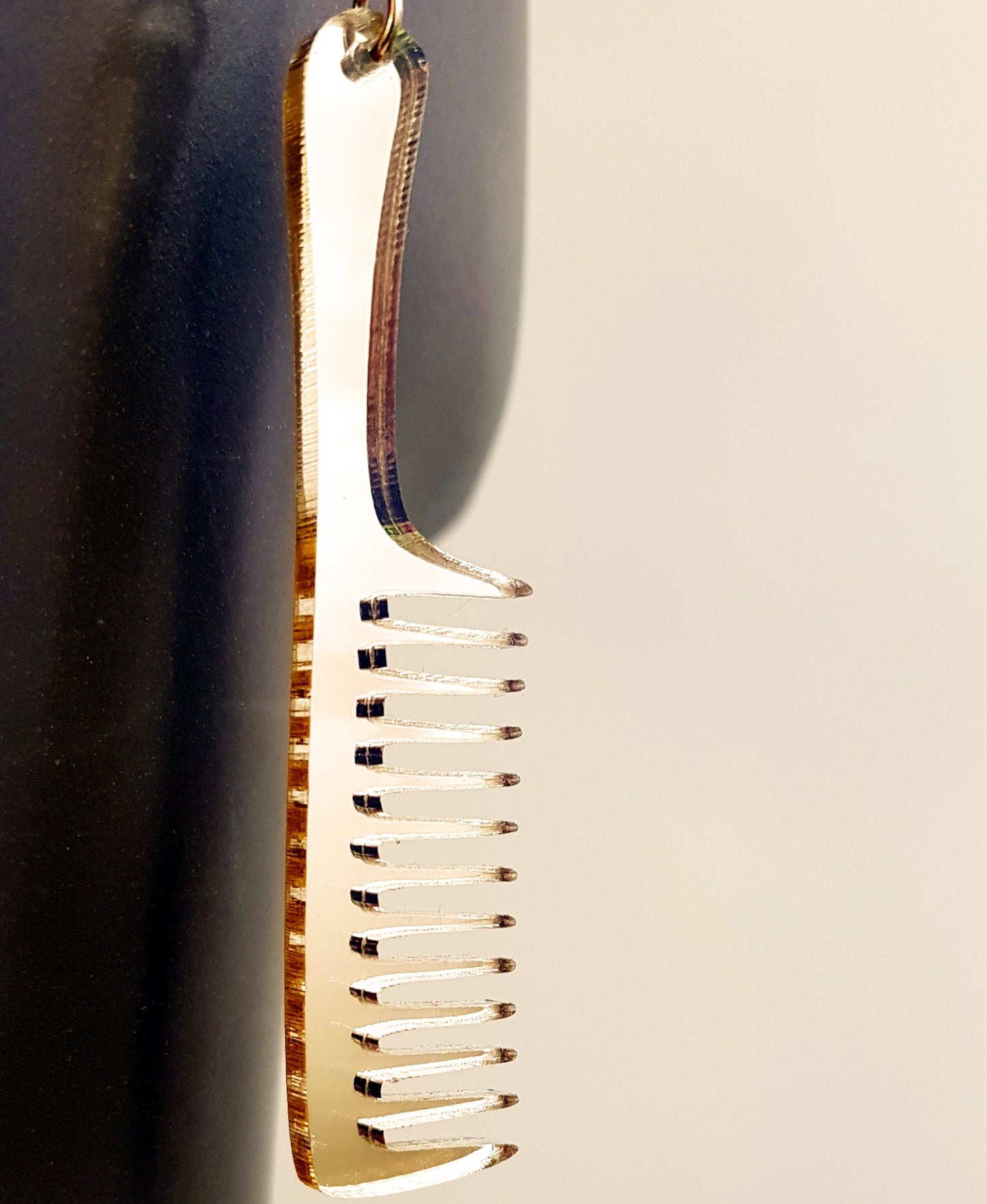 African earrings comb in silver or gold mirror acrylic Africa hair pick
