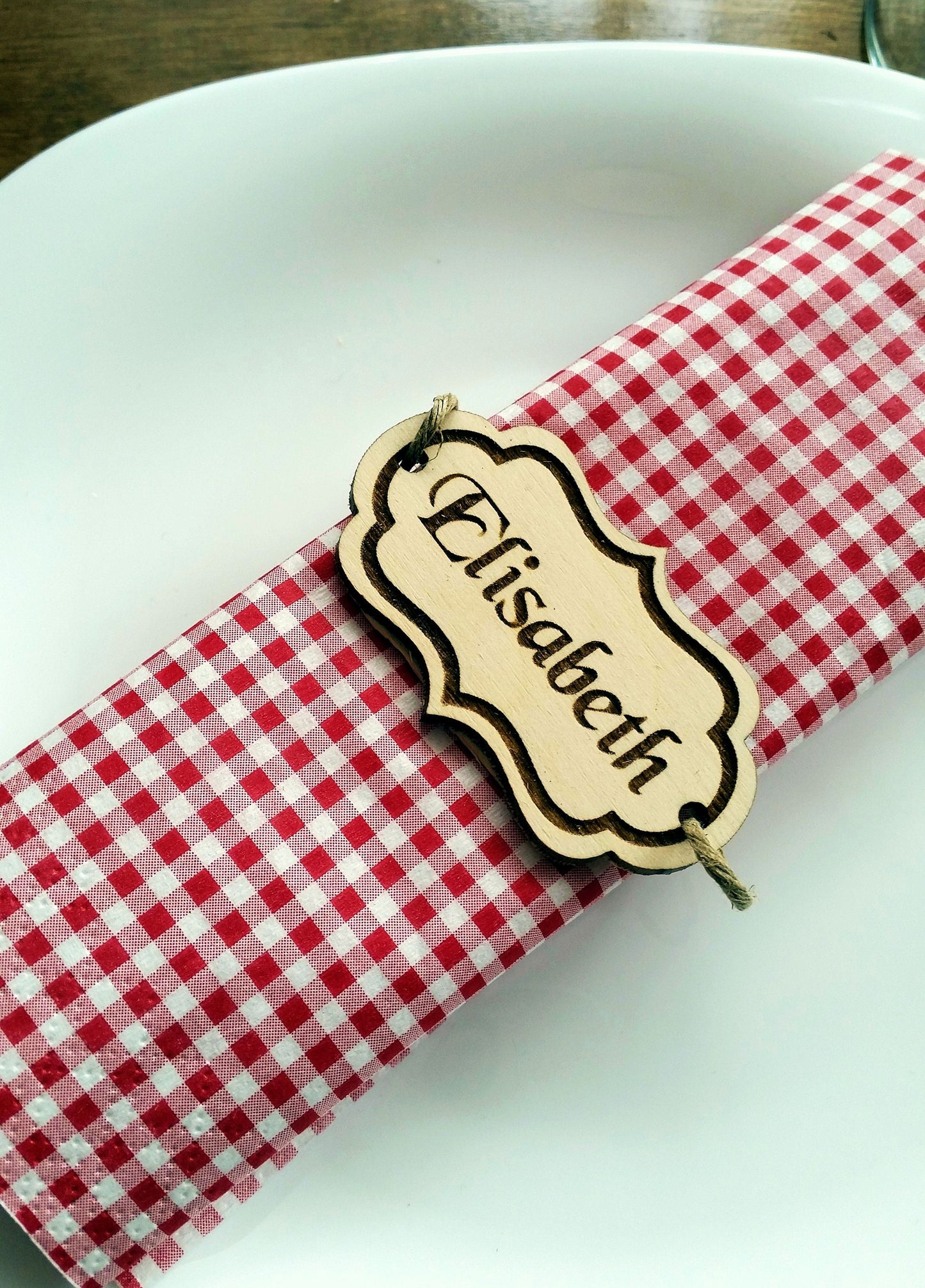 10 Wooden names rustic name place cards for wedding personalized napkin rings engraved 10 pieces