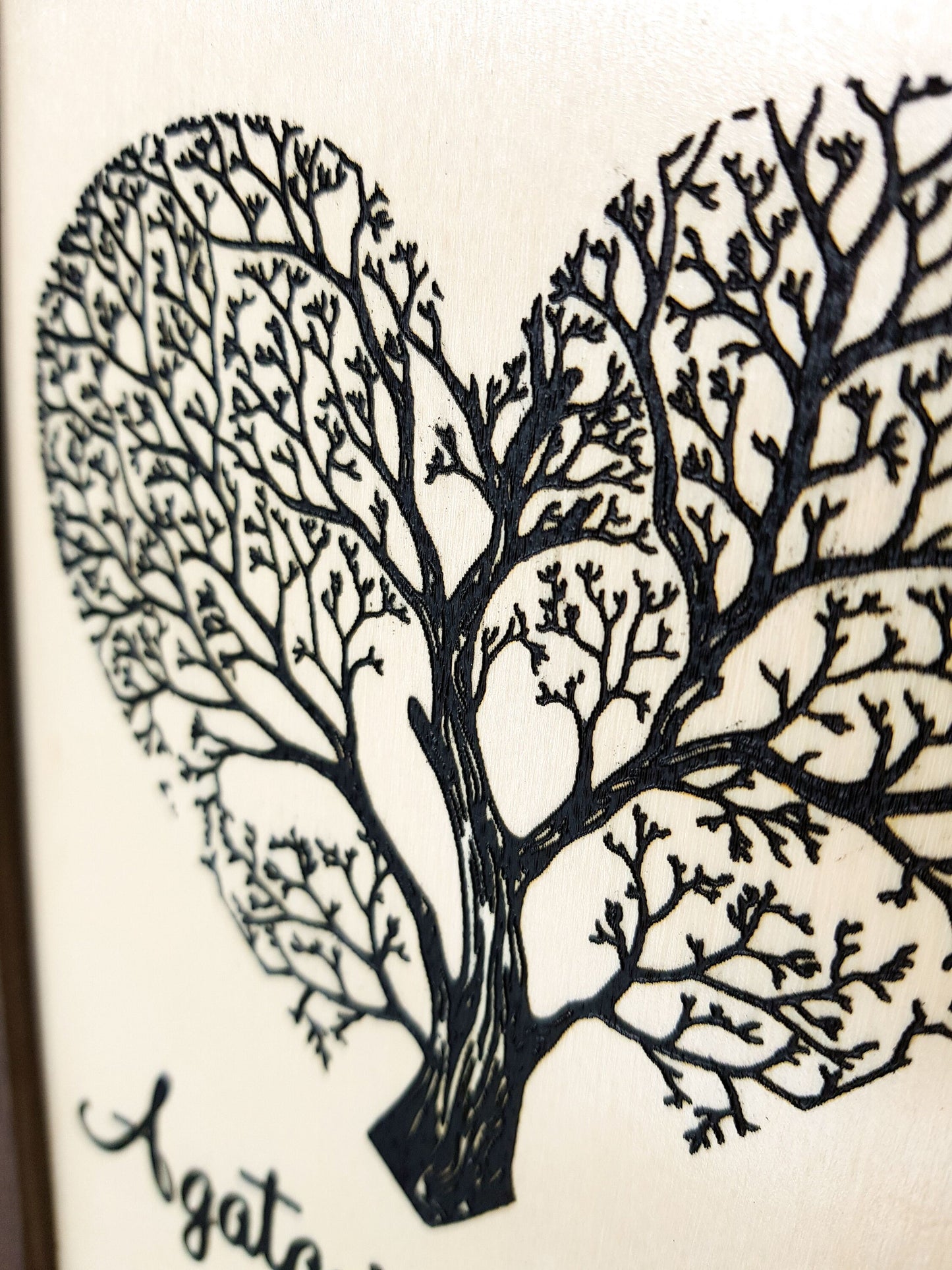 Personalized wooden plaque frame stand heart tree wedding anniversary names date