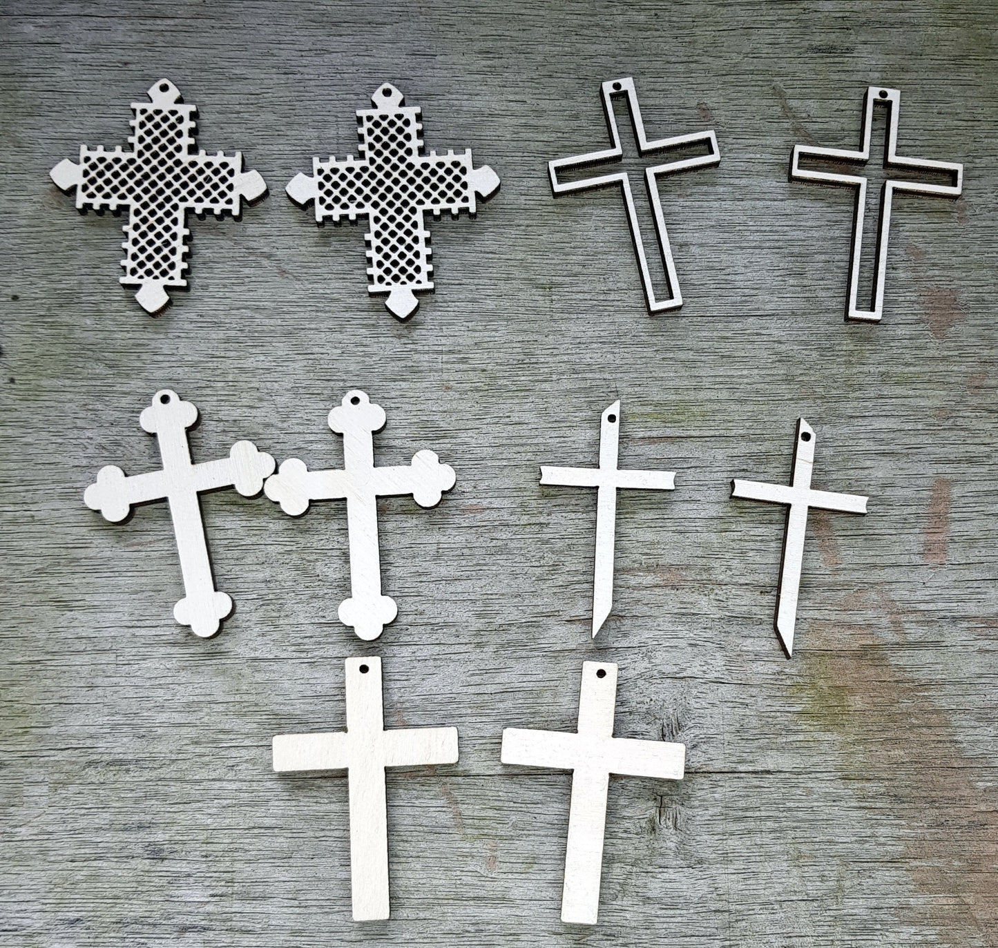 Unfinished wood shapes x 10 cross shapes for jewelry making geometric jewel shapes laser cut for crafts