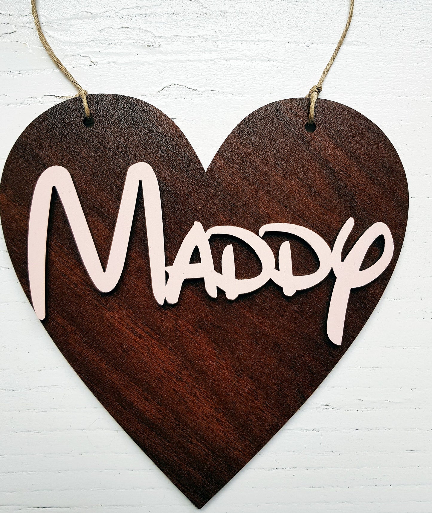 Personalized wooden heart plaque kids bedroom child nursery name sign wood