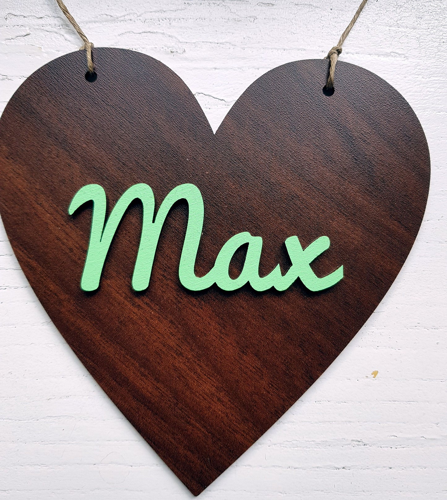 Personalized wooden heart plaque kids bedroom child nursery name sign wood