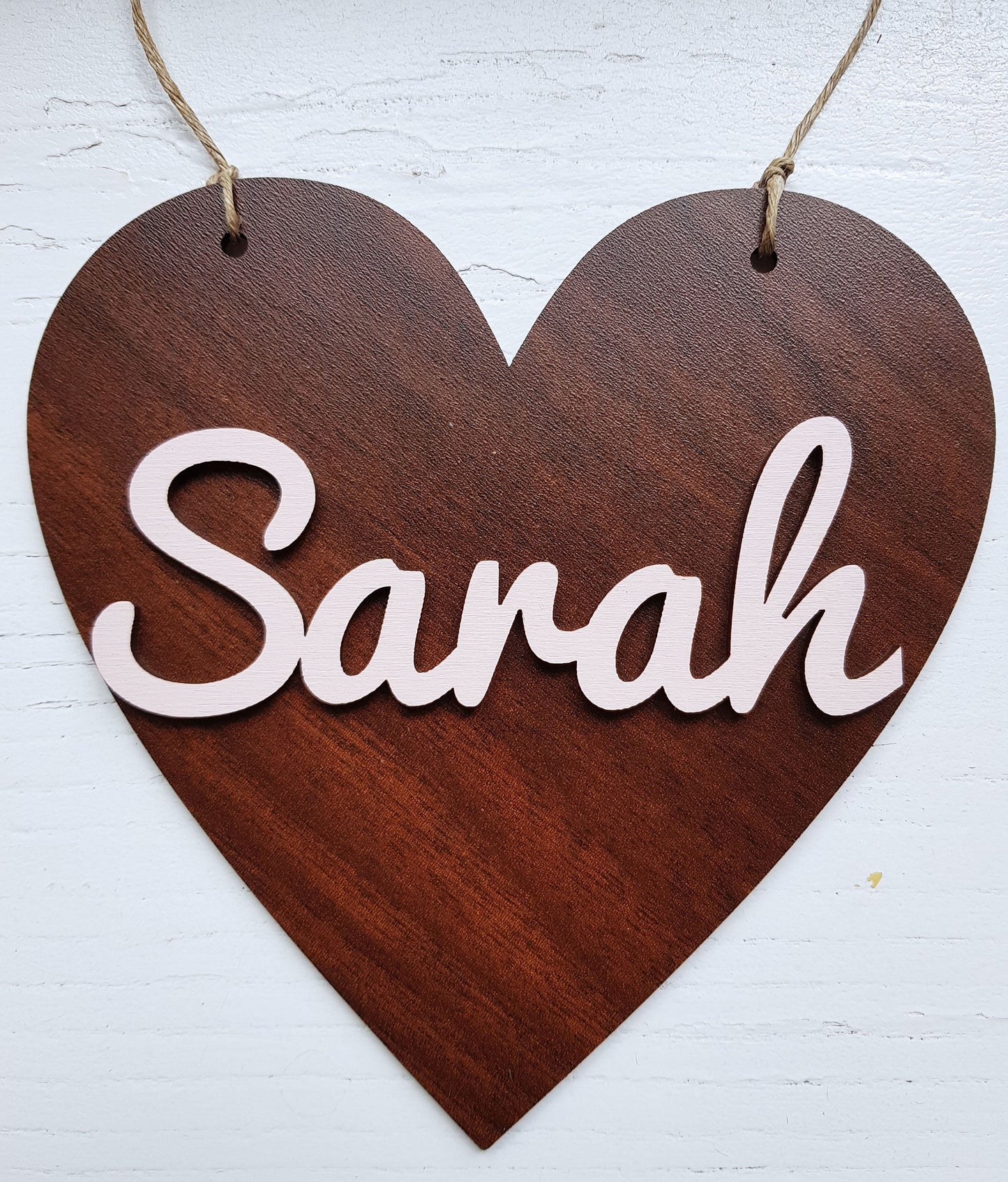 Personalized wooden heart plaque kids bedroom child nursery name sign wood