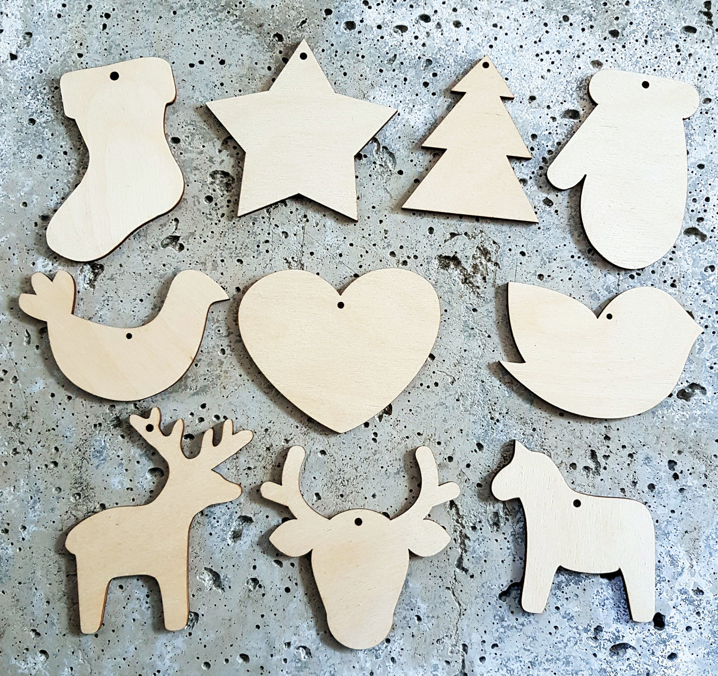 Wooden Christmas shapes nordic style simple cut outs wood crafts decoration DIY decor