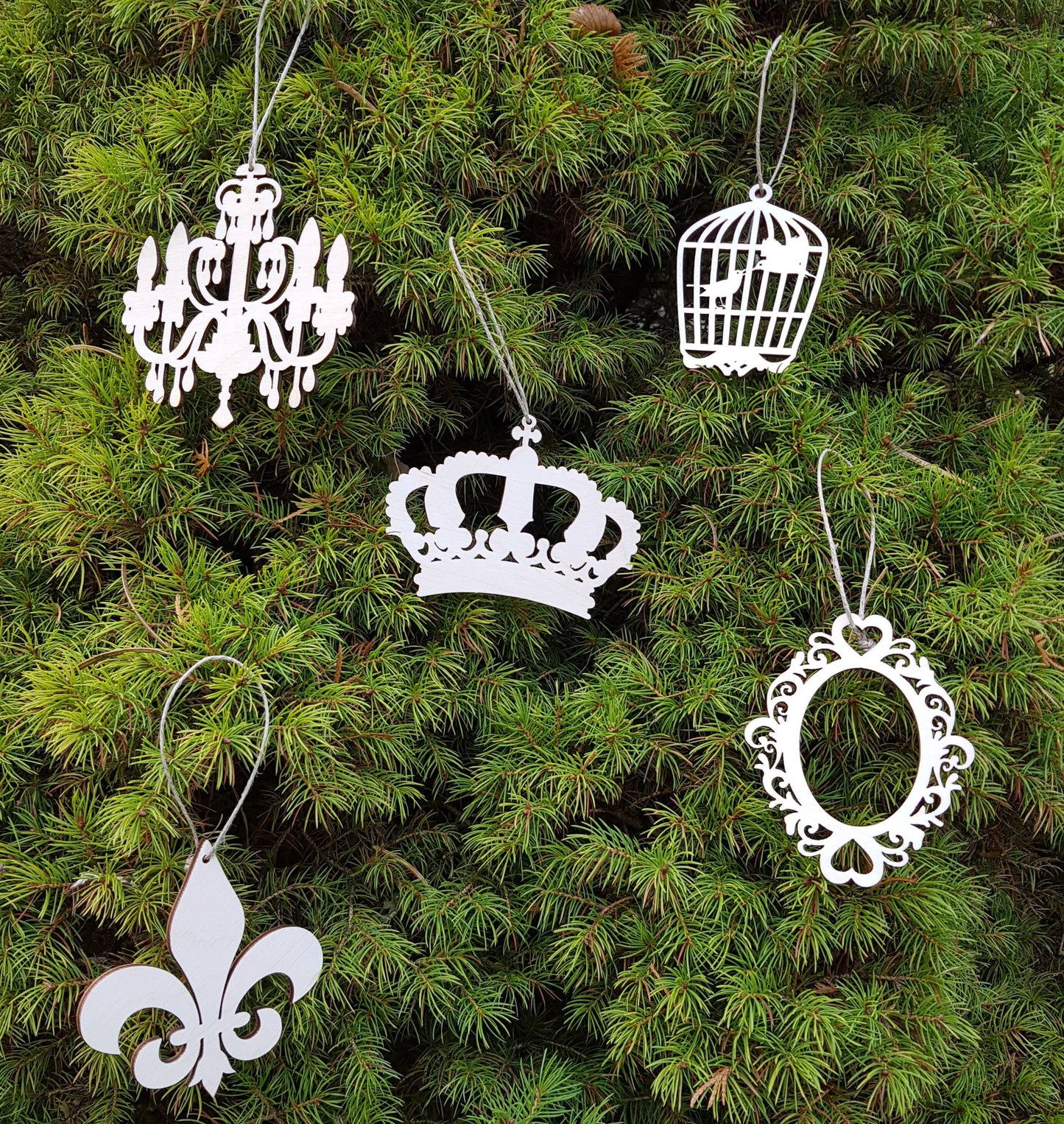 Wooden Christmas ornaments regency style natural wood crafts decoration 10 pieces wood laser cut