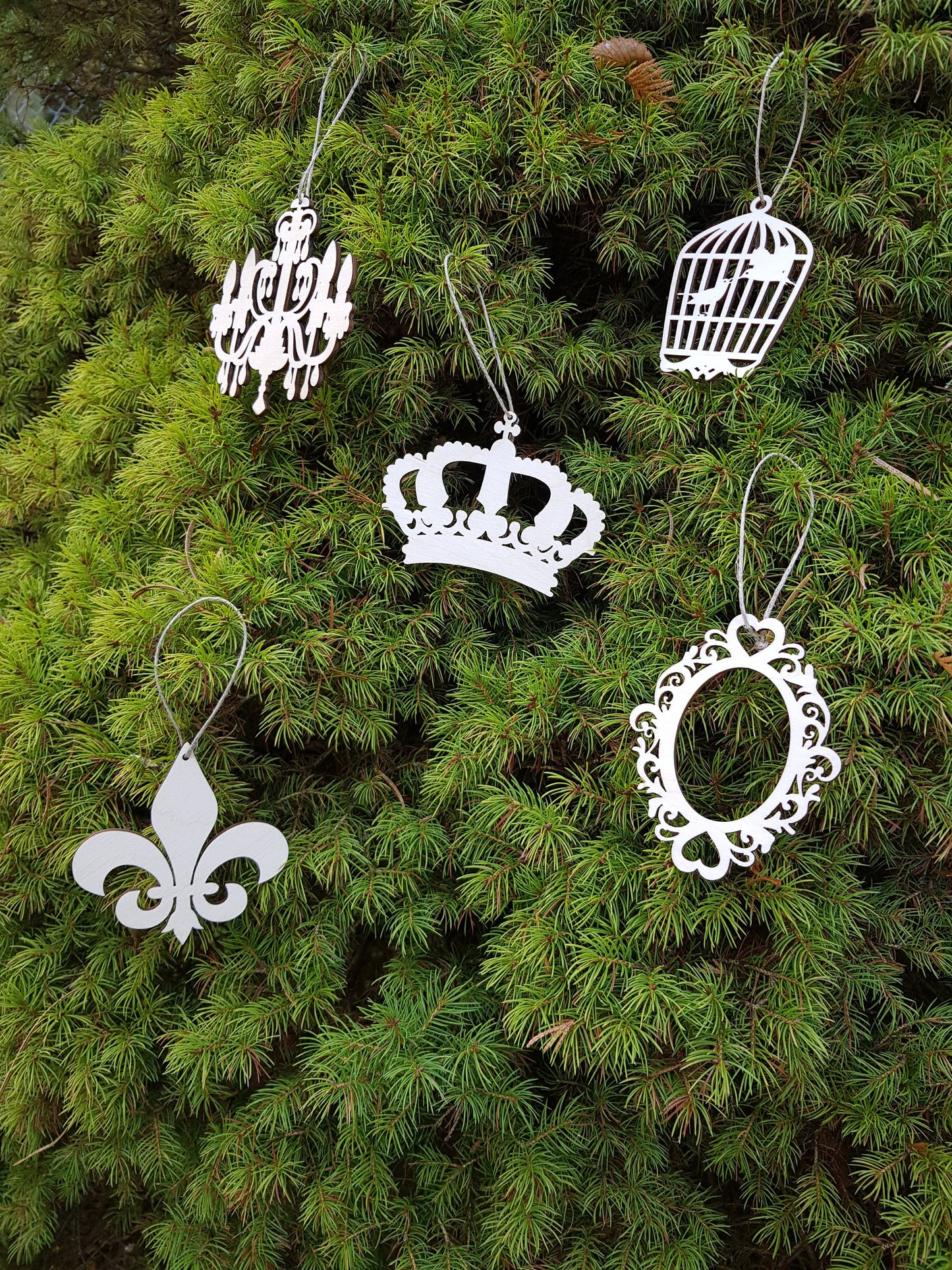 Wooden Christmas ornaments regency style natural wood crafts decoration 10 pieces wood laser cut