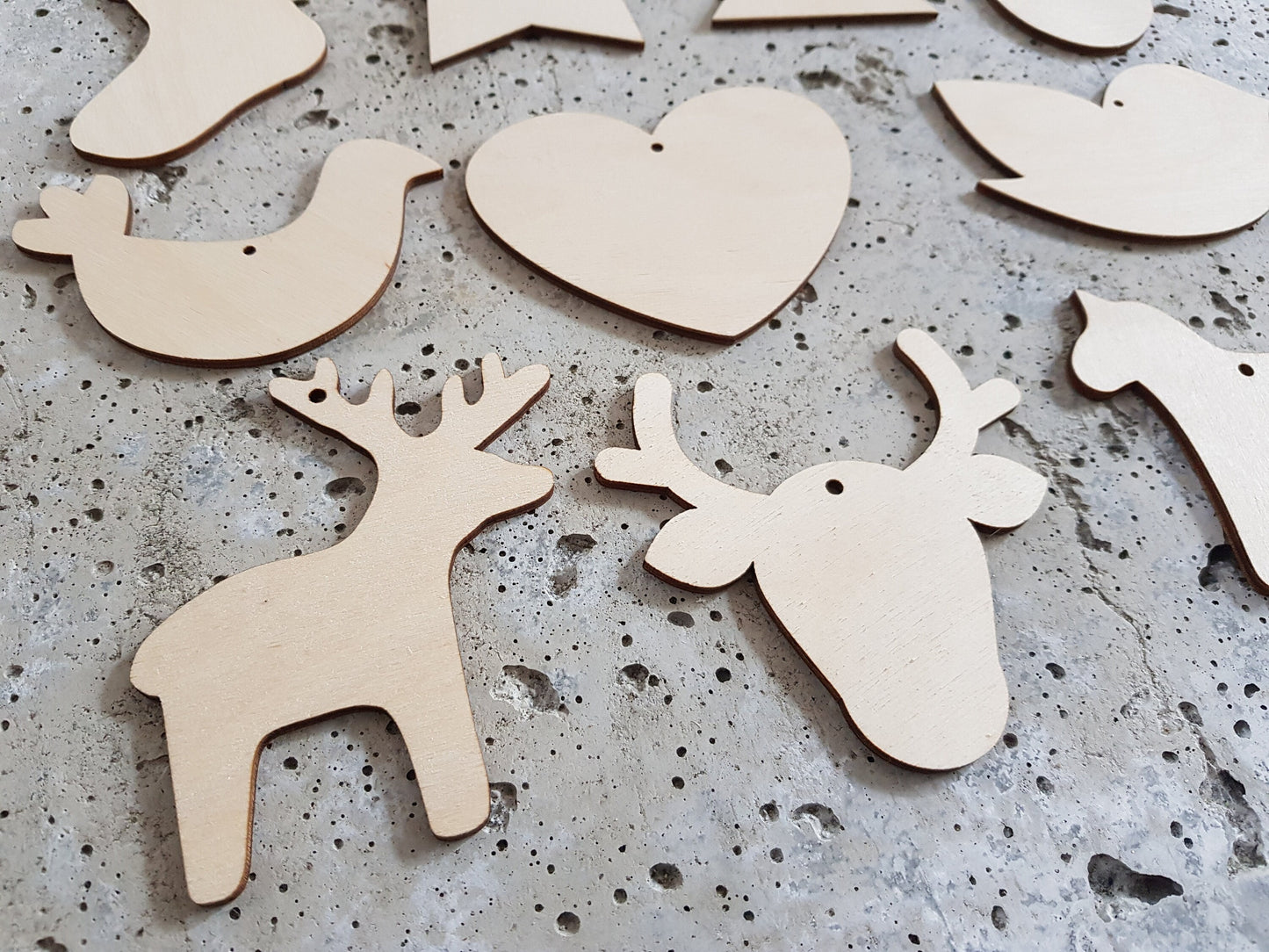Wooden Christmas shapes nordic style simple cut outs wood crafts decoration DIY decor