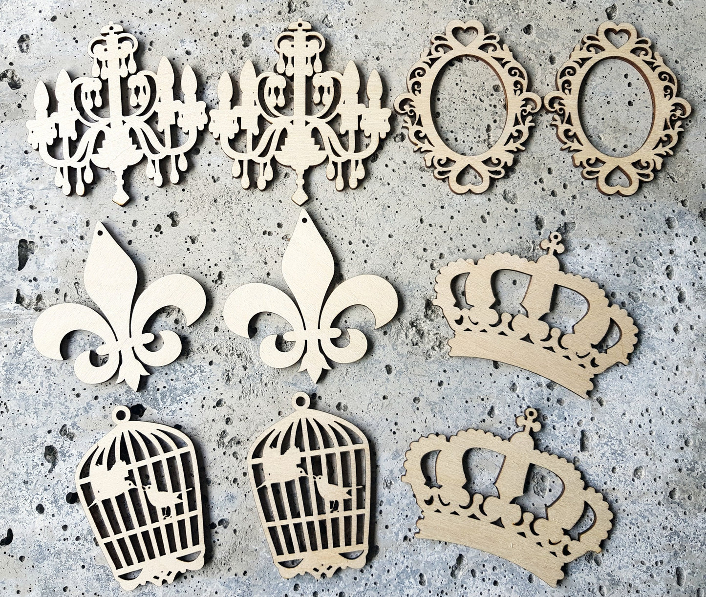 Wooden Christmas ornaments regency style natural wood crafts decoration 10 pieces wood laser cut