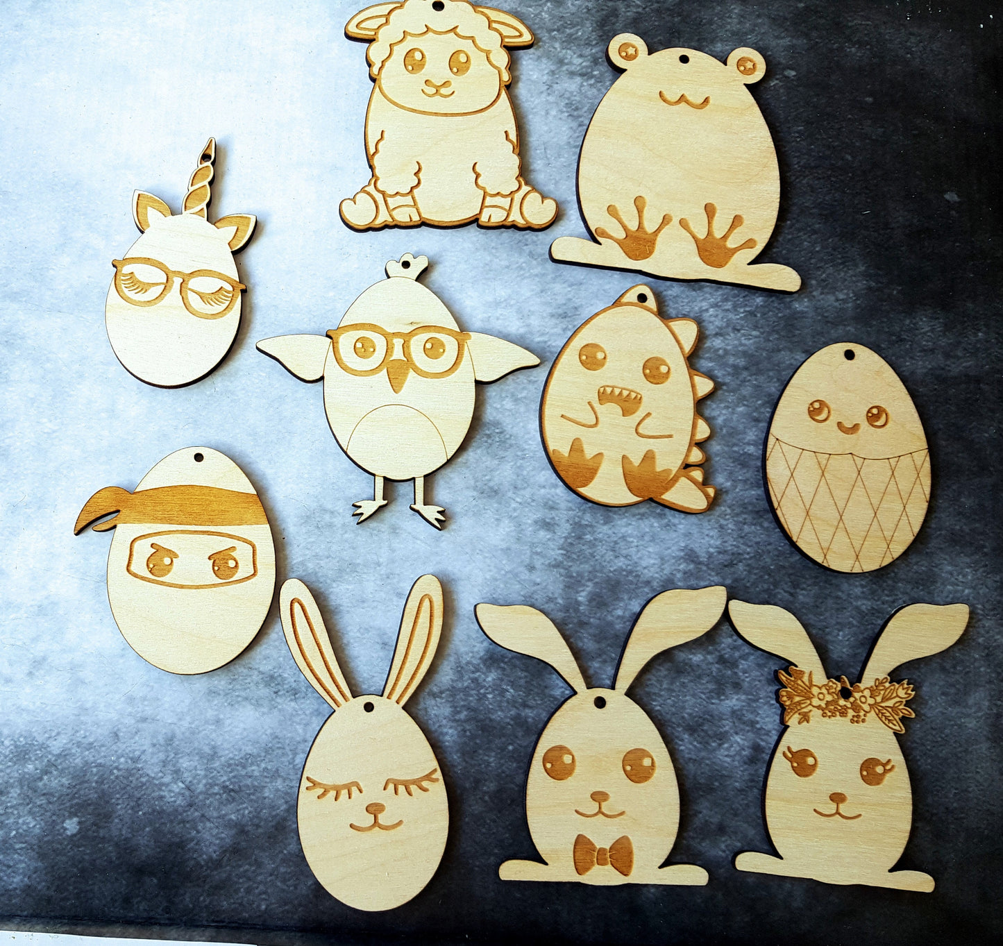 Funny wooden egg blank shapes for Easter wood craft shapes DIY spring decor