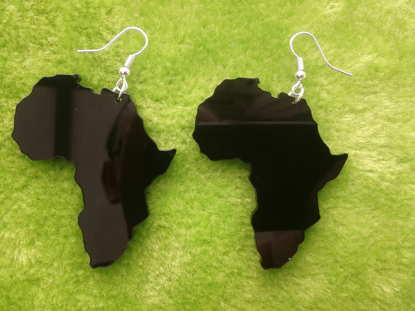 Laser cut black acrylic Arica earrings, Afrcan map