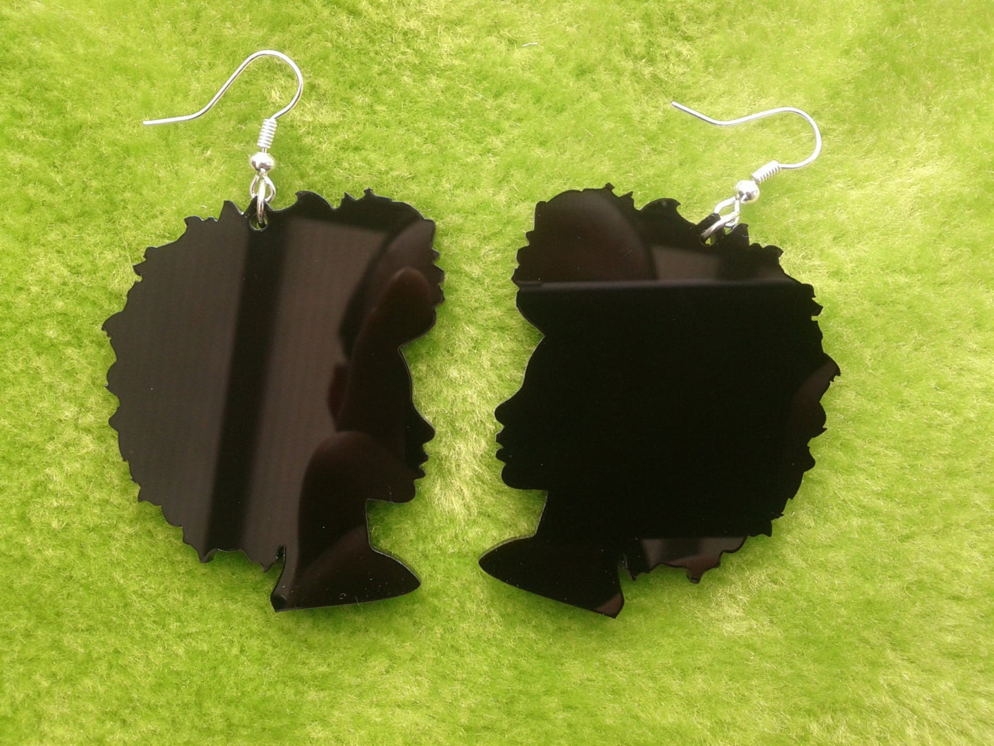 Beautiful laser cut acrylic Soul Sista Afro silhouette earrings in black
