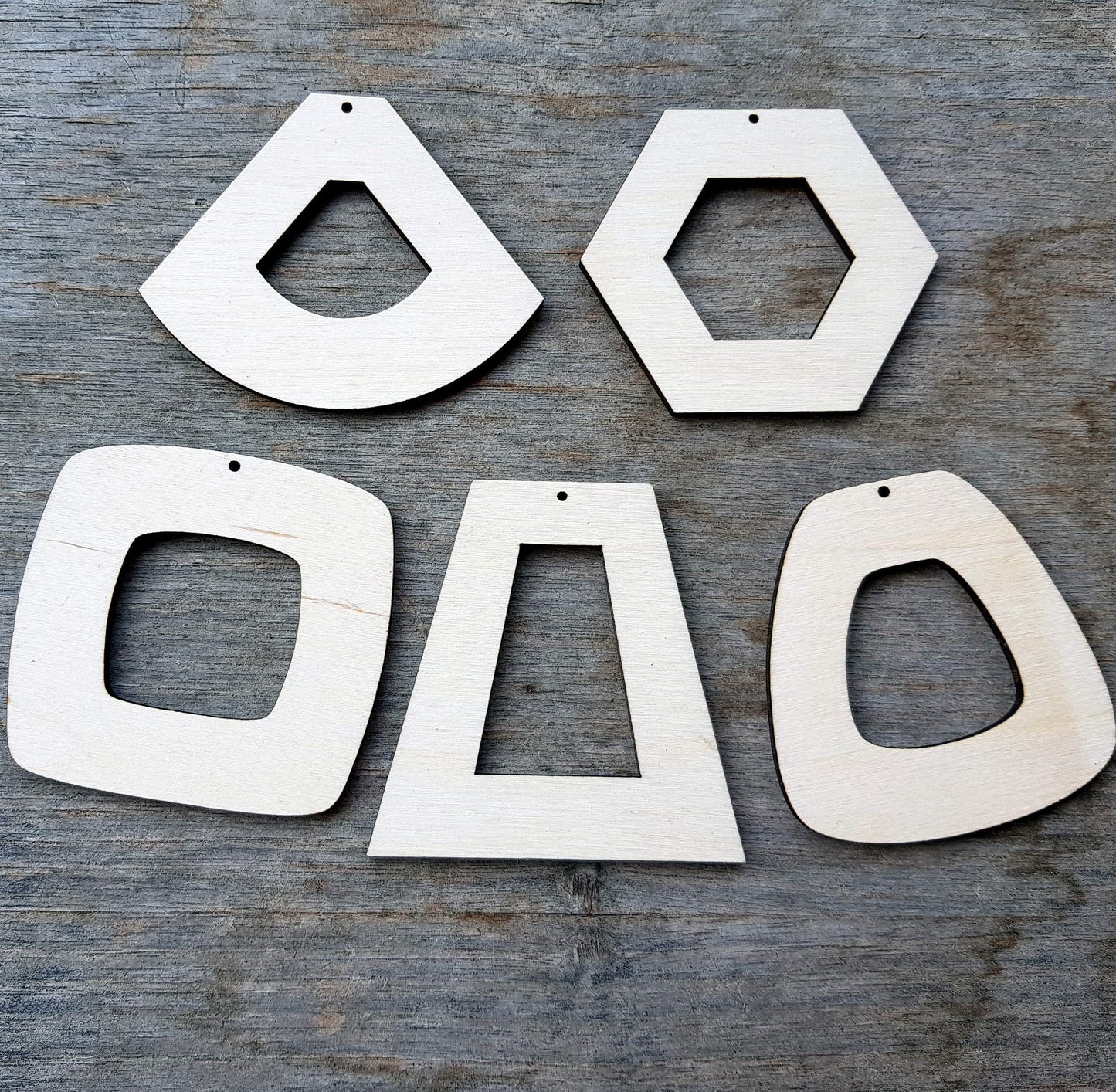 Wooden shapes x 10 for earrings making large geometric outline wood blanks jewelry craft