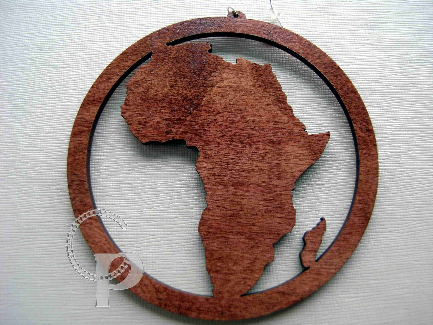 Laser cut wooden earrings Africa in a circle in deep mahogany, choice of sizes