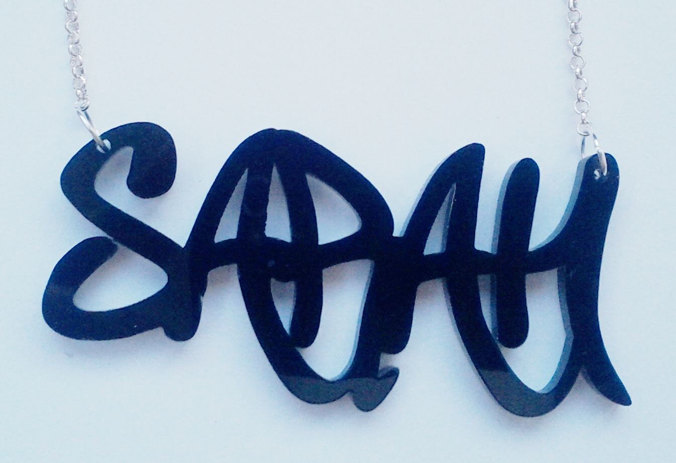 Black acrylic personalised necklace rich, dope, sexy, names etc...
