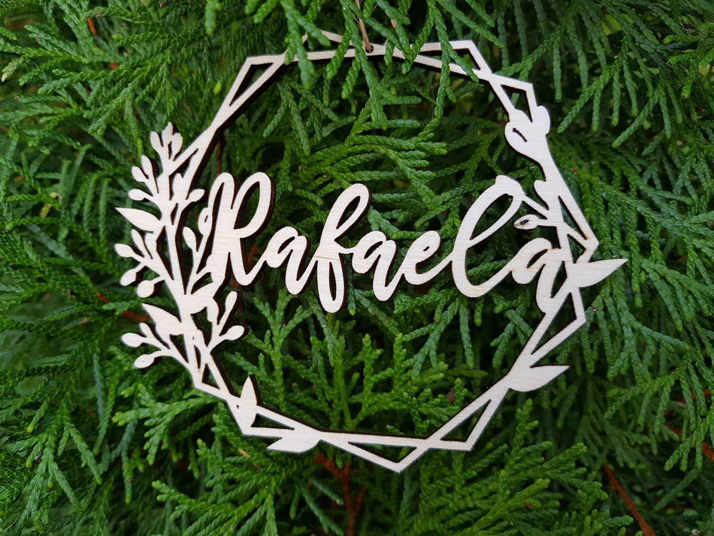 Custom wooden ornament with any name laser cut first Christmas ornament gift pastel colors