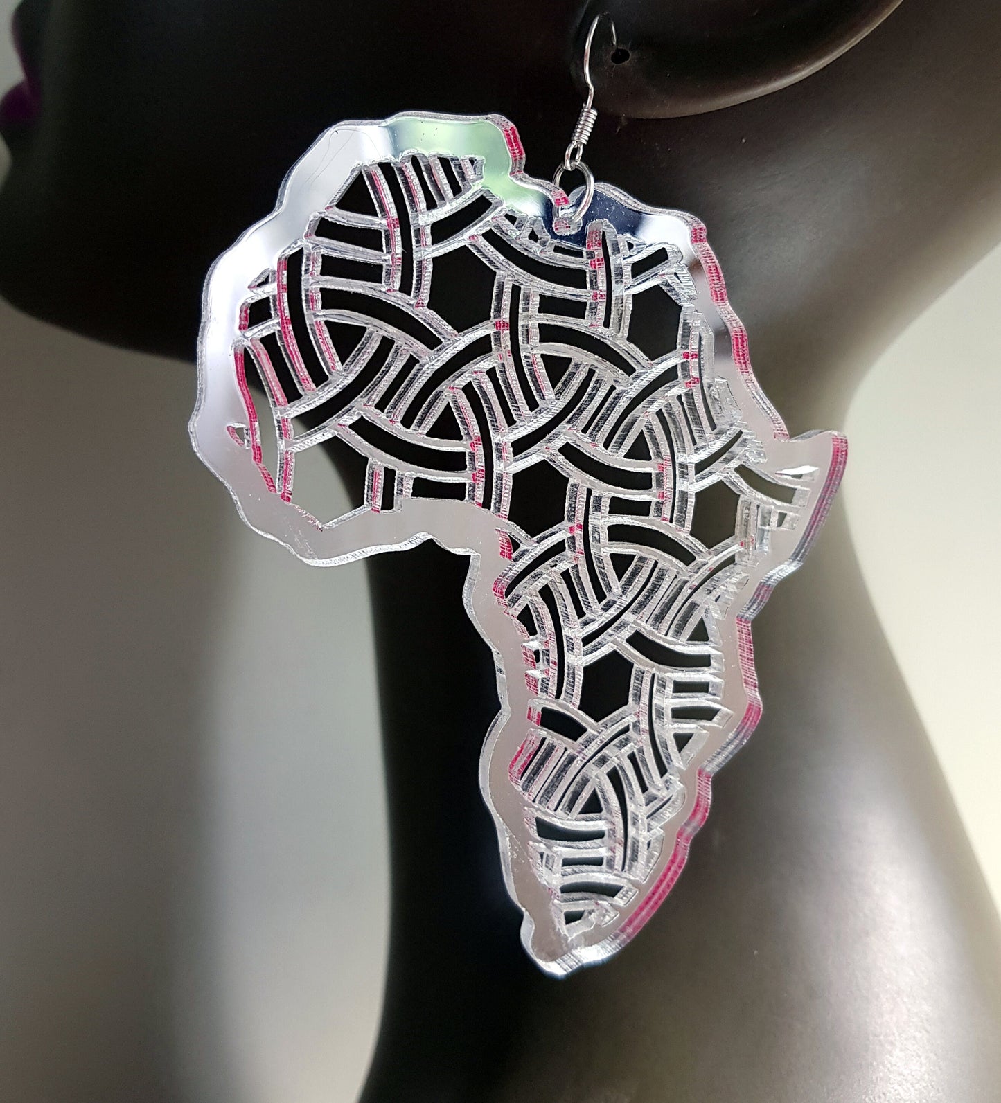 Large Africa acrylic earrings mirror colors ethnic pattern jewelry