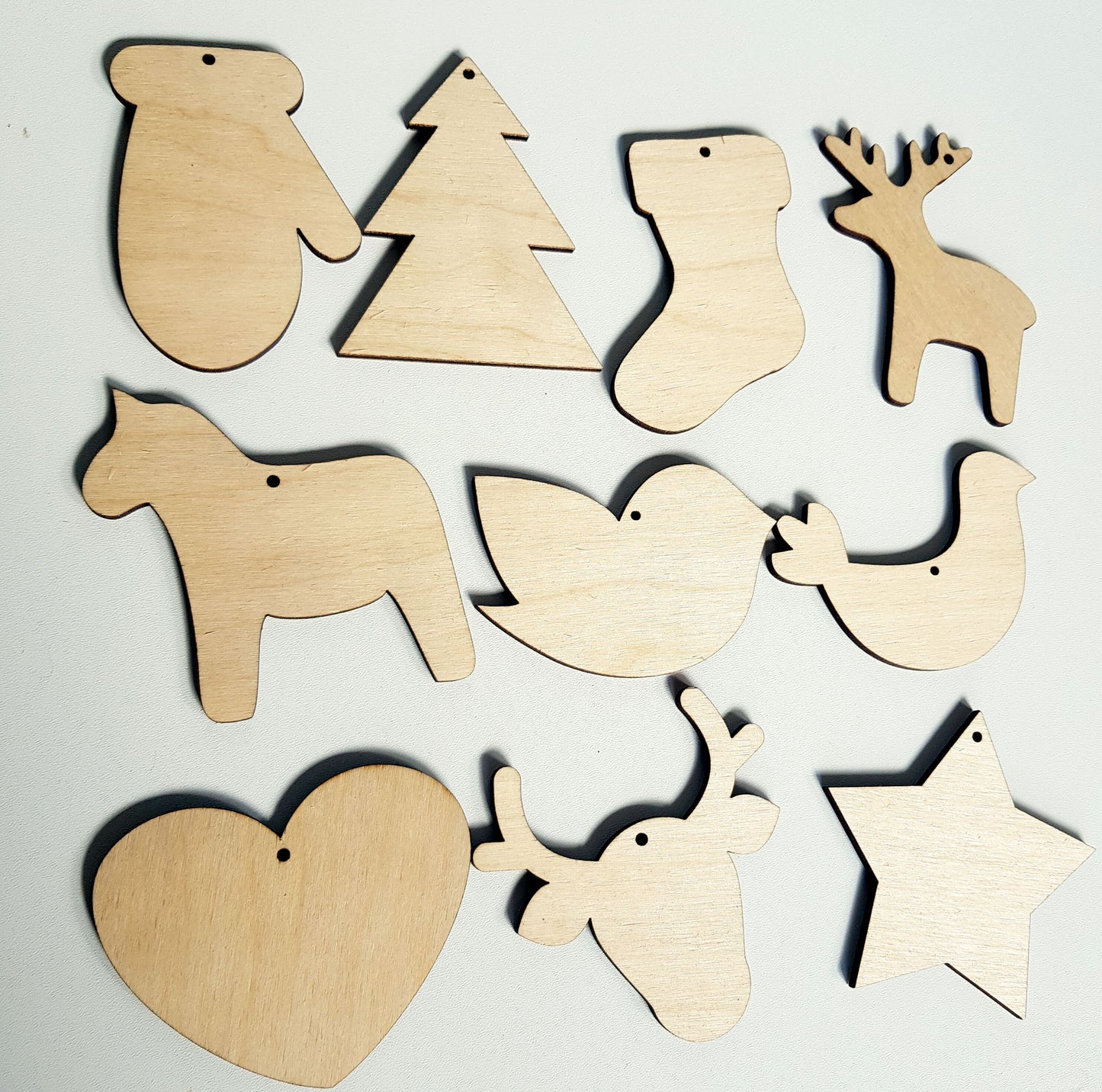 Wooden Christmas shapes nordic style simple cut outs wood crafts decoration DIY decor