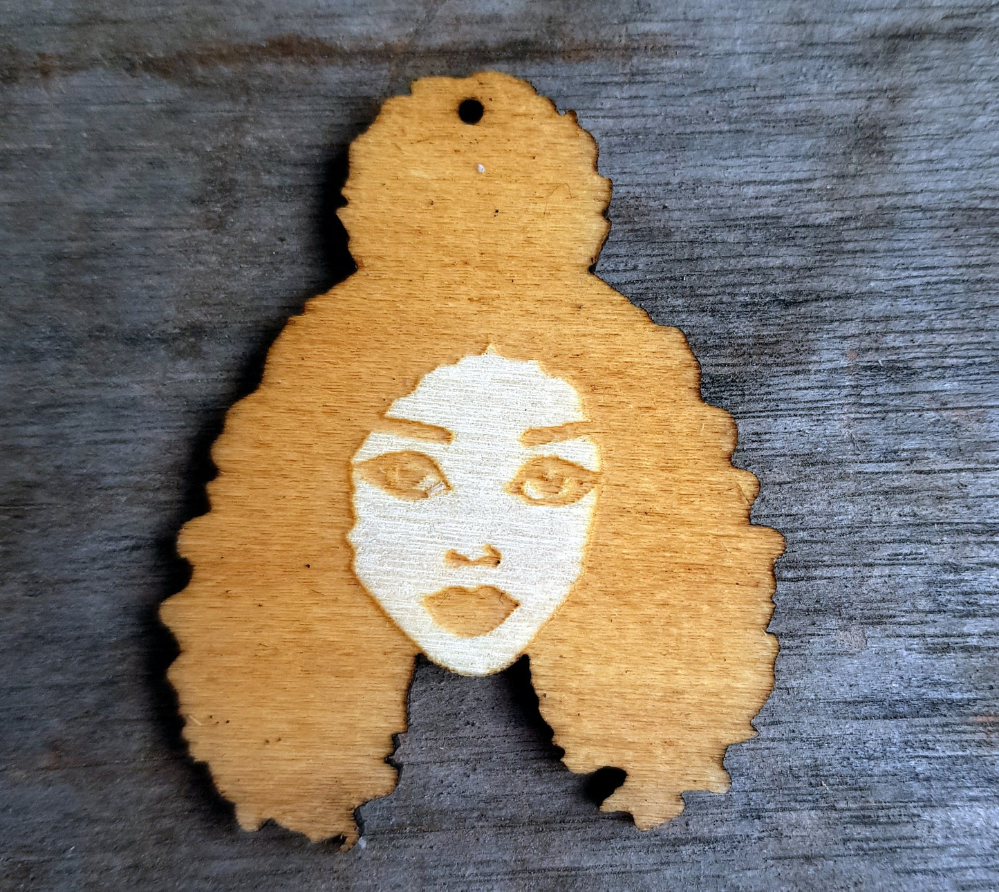 Wooden shapes African girl with Afro hair for jewelry earrings making unfinished diva silhouettes for crafts