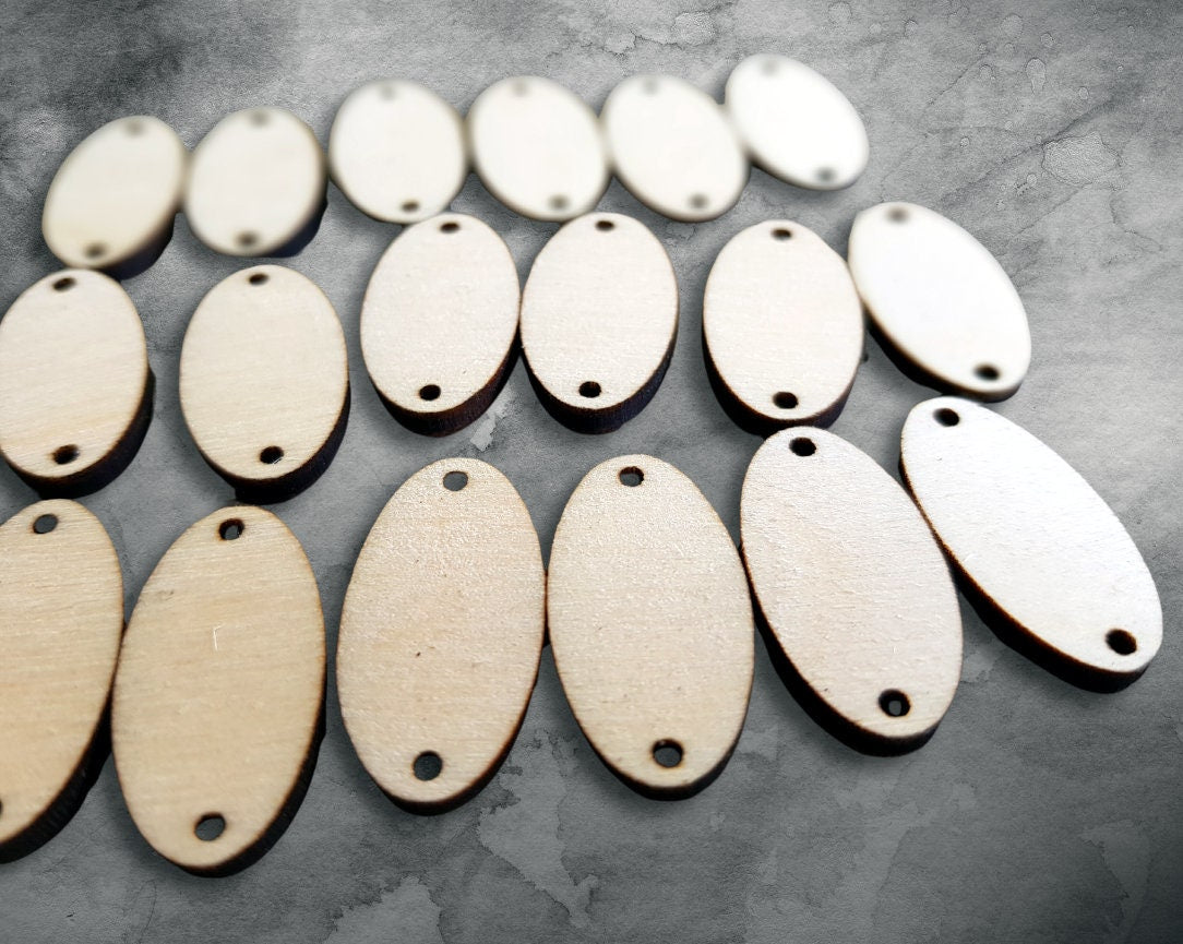 1 inch unfinished wooden shapes 20 x connectors for jewelry earrings making oval crafts