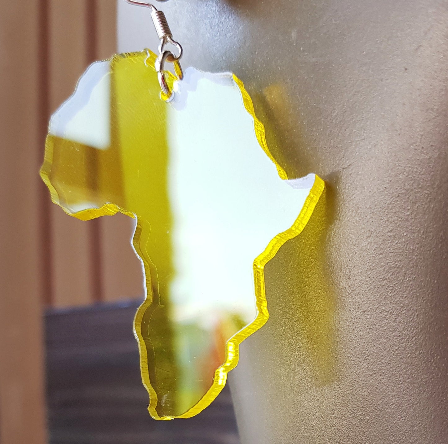 Africa earrings African map silhouette clear acrylic dangle ethnic transparent jewelry