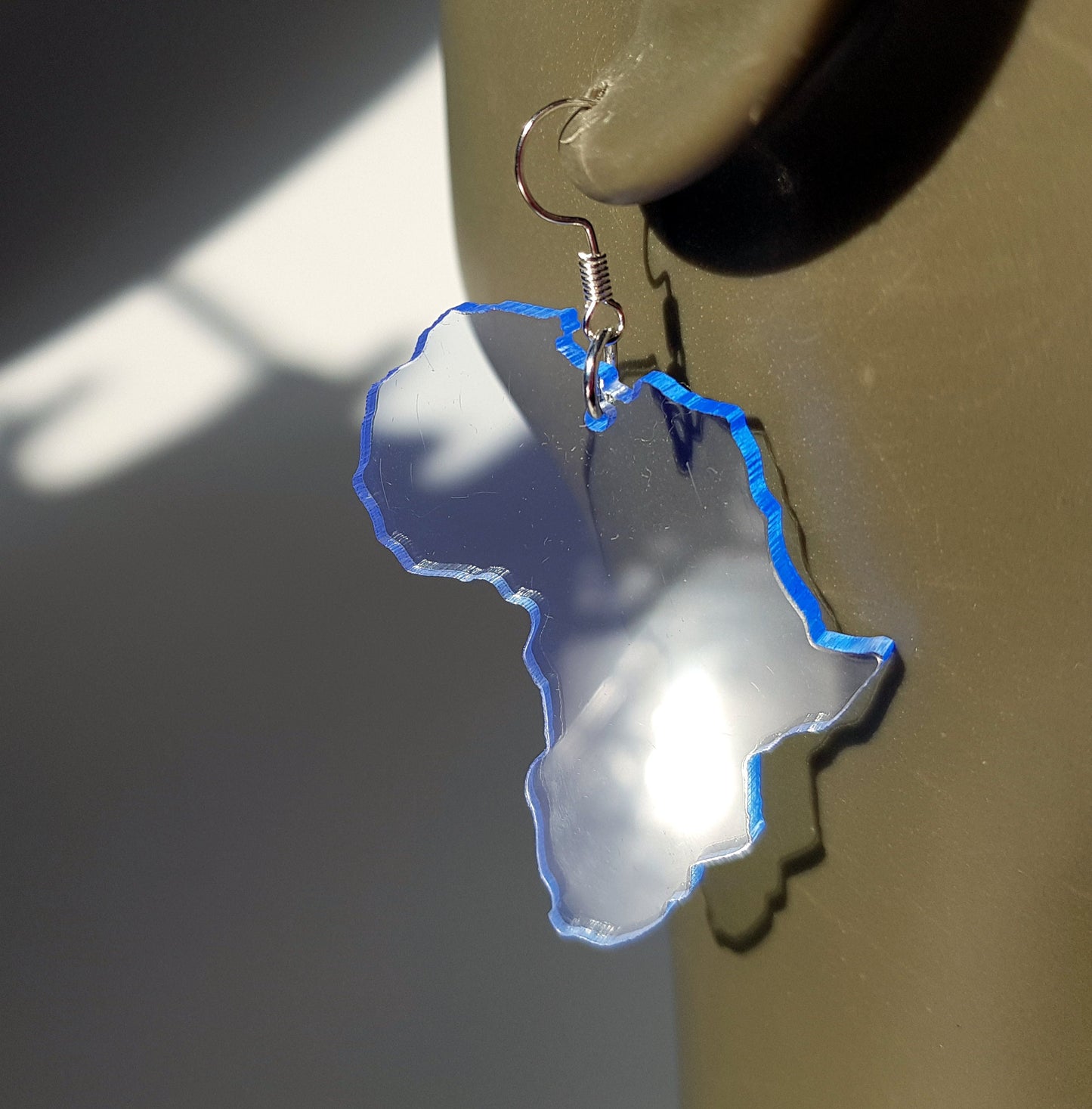Africa earrings African map silhouette clear acrylic dangle ethnic transparent jewelry