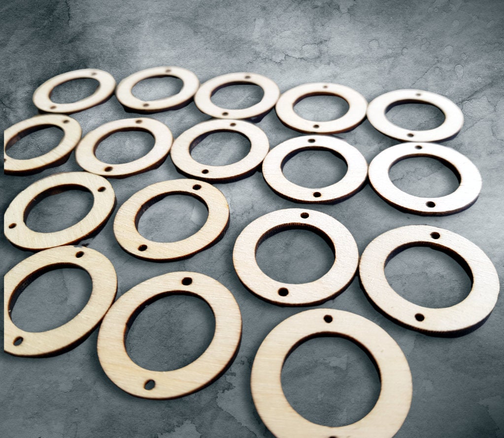 1 inch unfinished wooden shapes 20 x connectors for jewelry earrings making circle crafts
