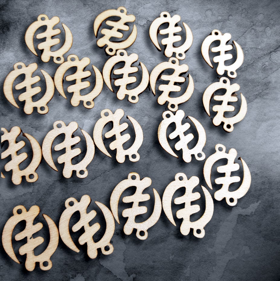 1 inch unfinished wooden shapes 20 x connectors for jewelry earrings making Gye Nyame