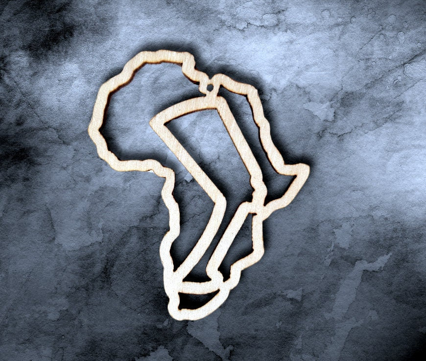 10 unfinished wooden Africa shapes for jewelry earrings making with ANKH, Gye Nyame, symbols