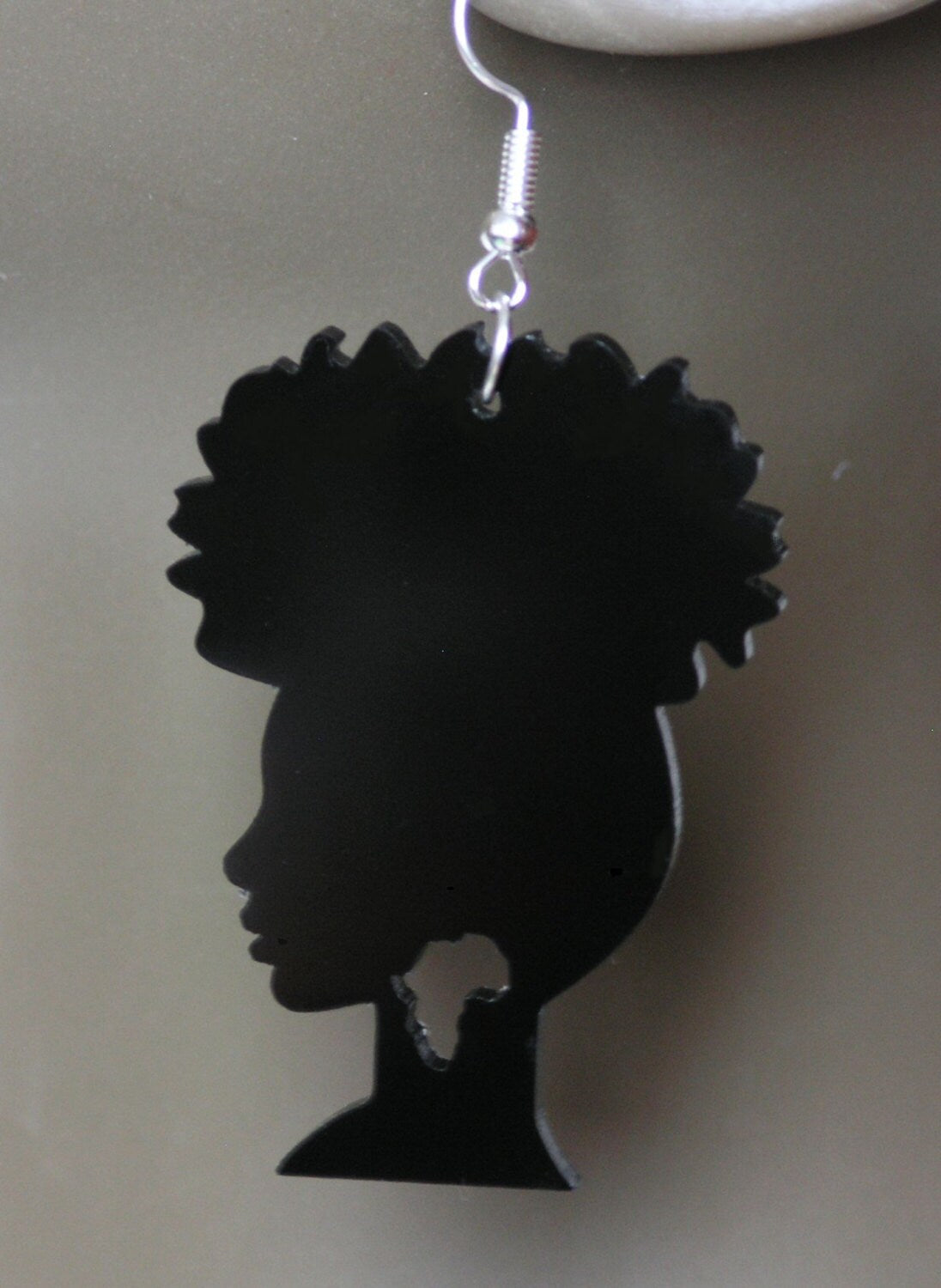 Beautiful laser cut acrylic Afro silhouette earrings in black