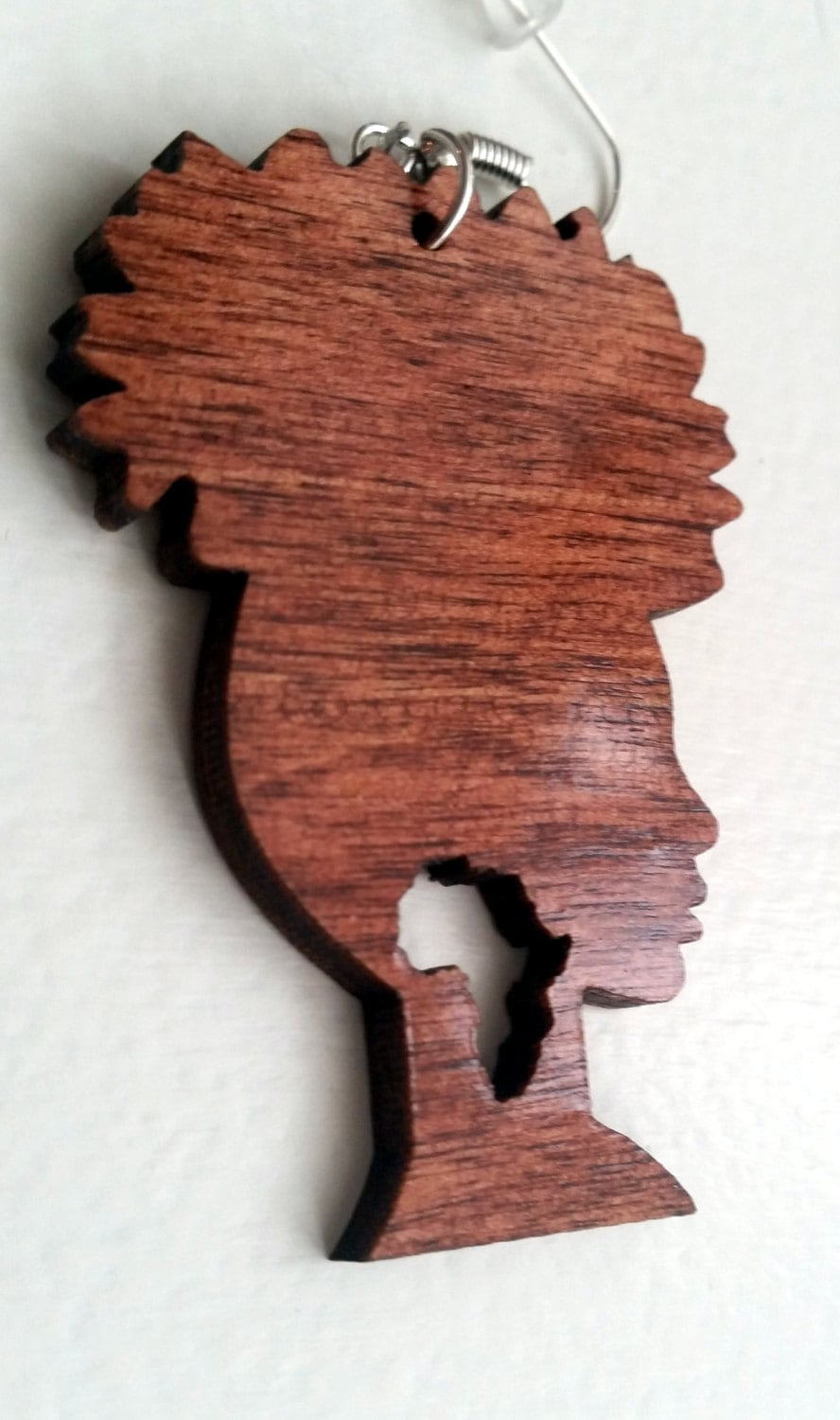 Beautiful laser cut wooden Afro silhouette earrings Africa earring deep mahogany